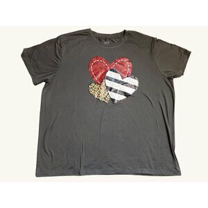 Women's Plus Size 4XL Graphic T-Shirt With Hearts Polyester & Elastane